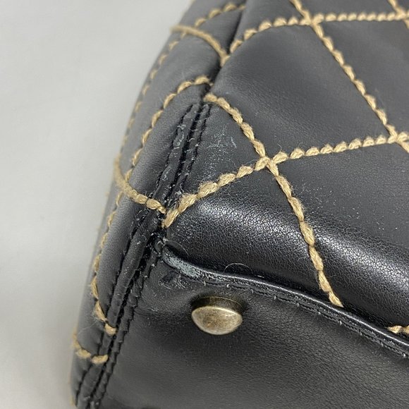 CHANEL Black Leather Wild Stitch Handbag 21x30x10cm Gold Hardware - Picture 6 of 12